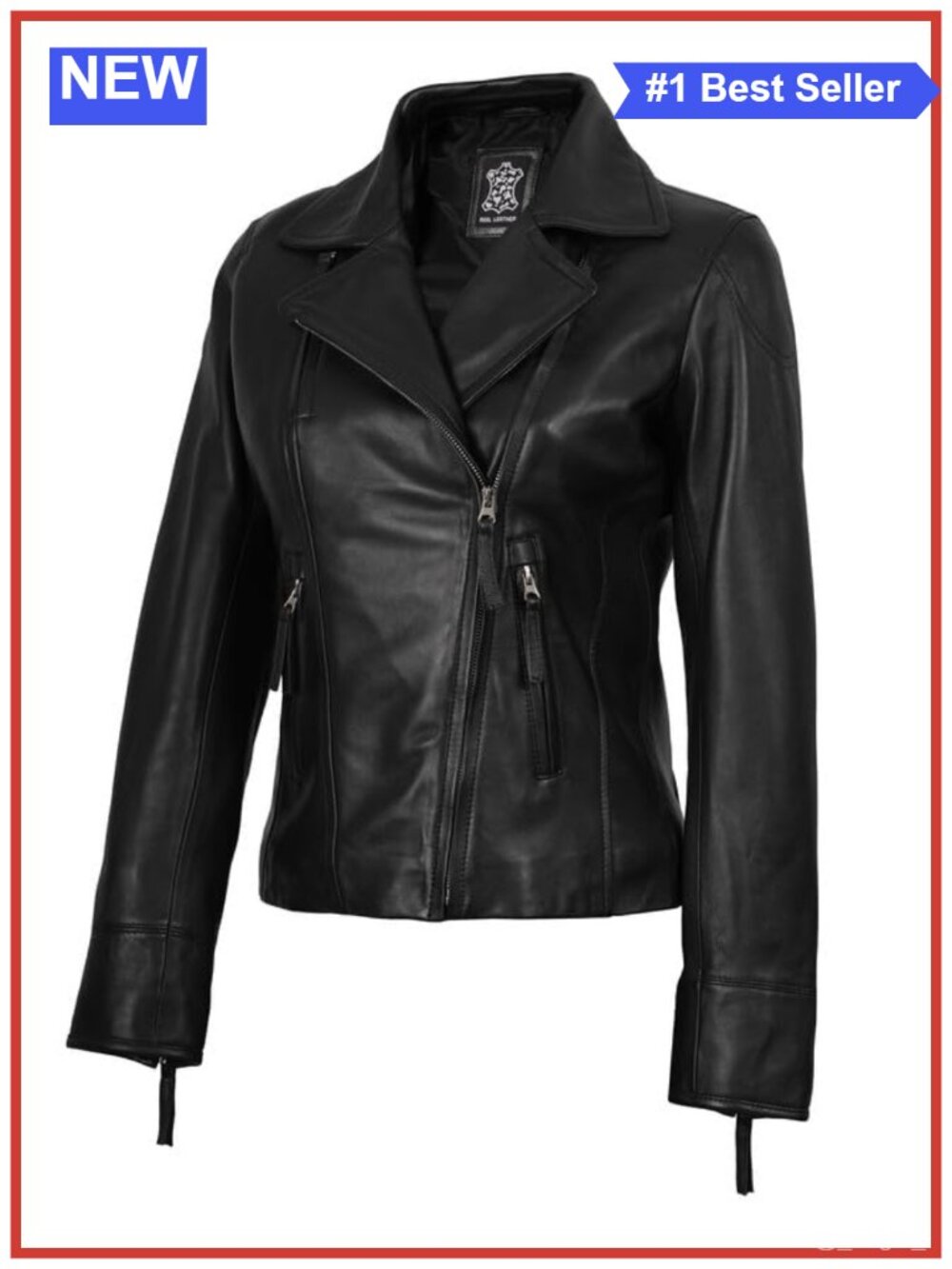 Lambskin Leather Jacket Women Aviator Asymmetrical Zip Moto Biker